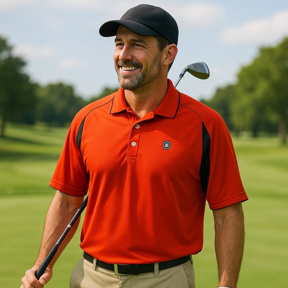 Chaps Men's Red-Orange Performance Golf Polo – Size Large